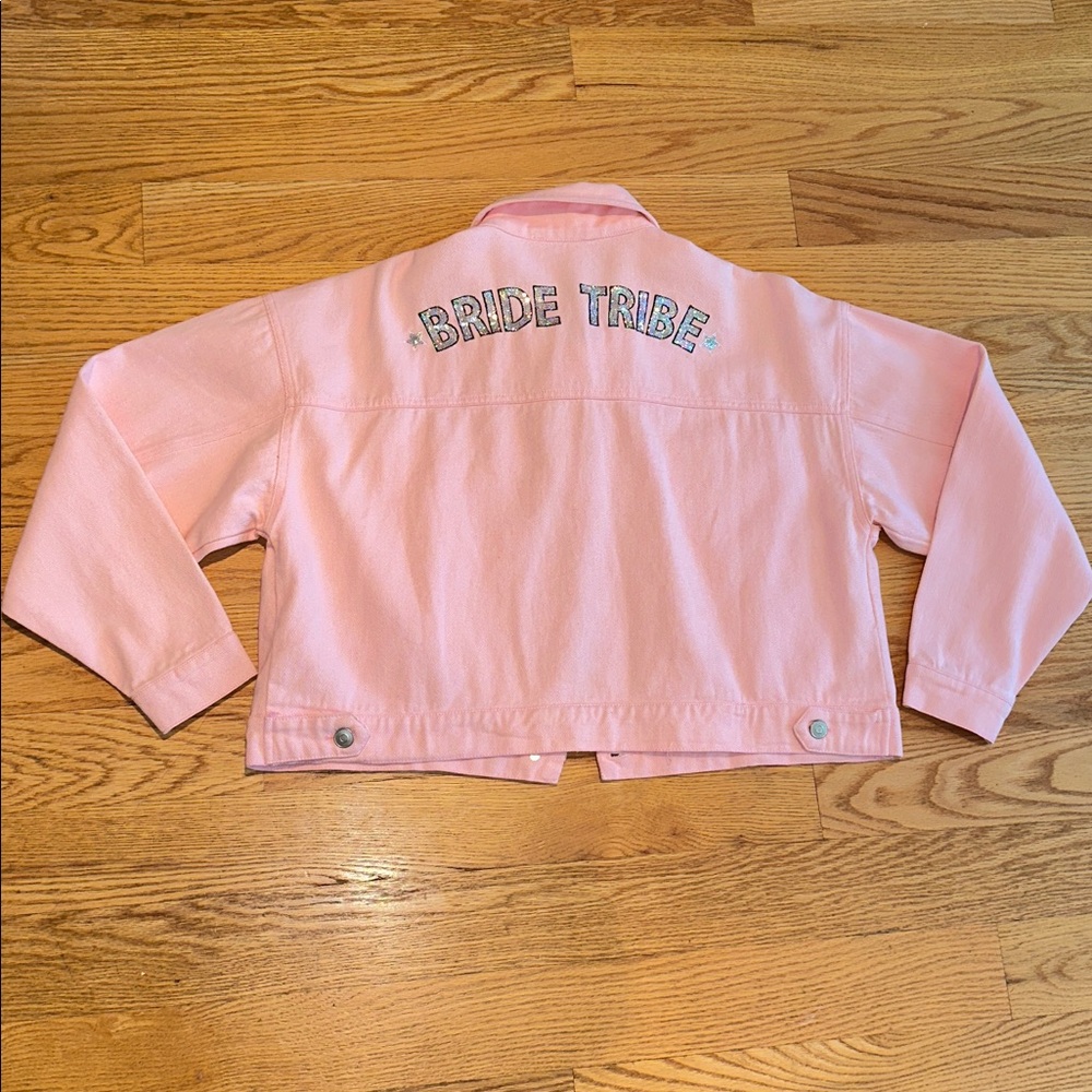 Peach Love California Pink Bridal “Bride Tribe” Jacket Size S